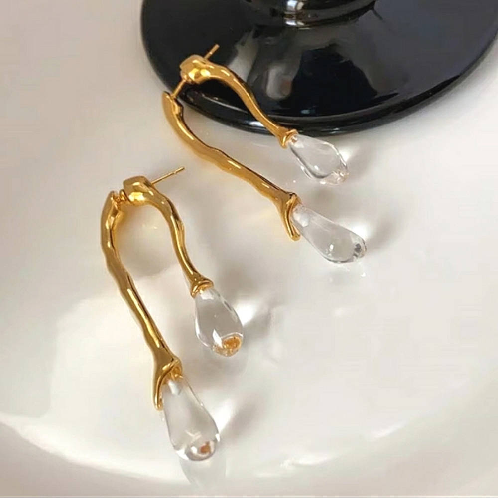 Lucite front/back double drop earring; nwot